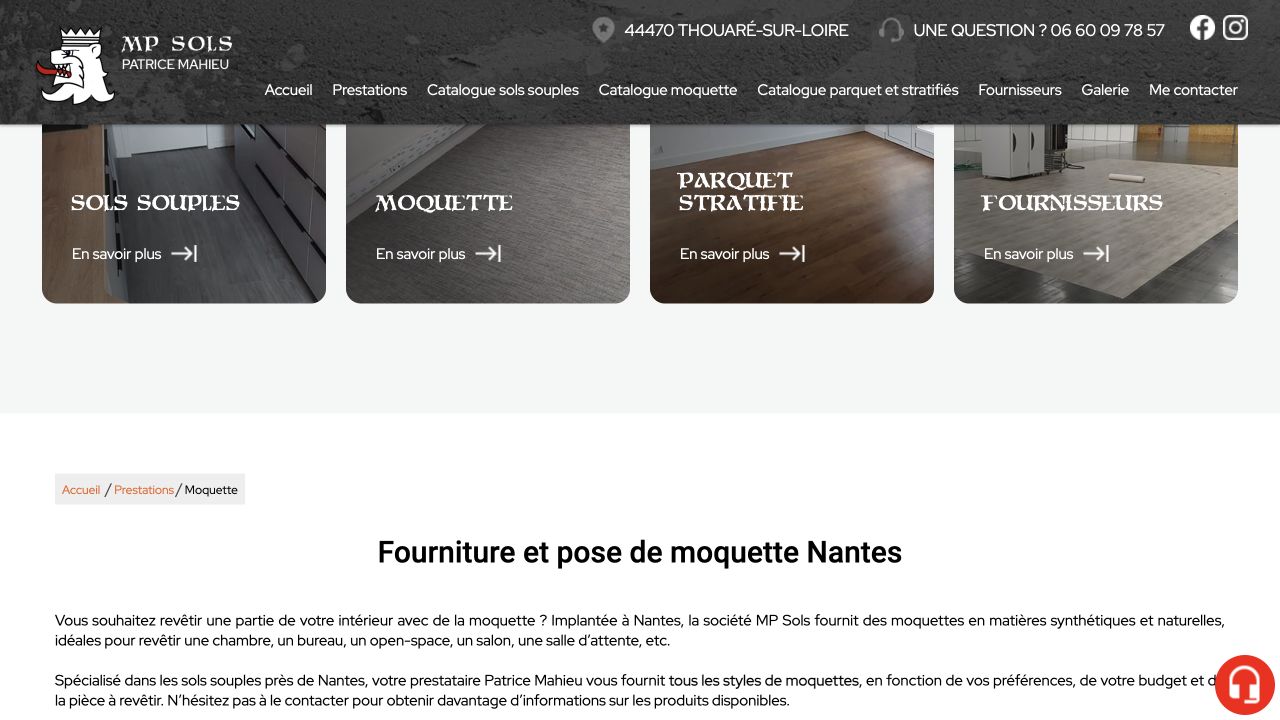 Capture du site de MP Sols