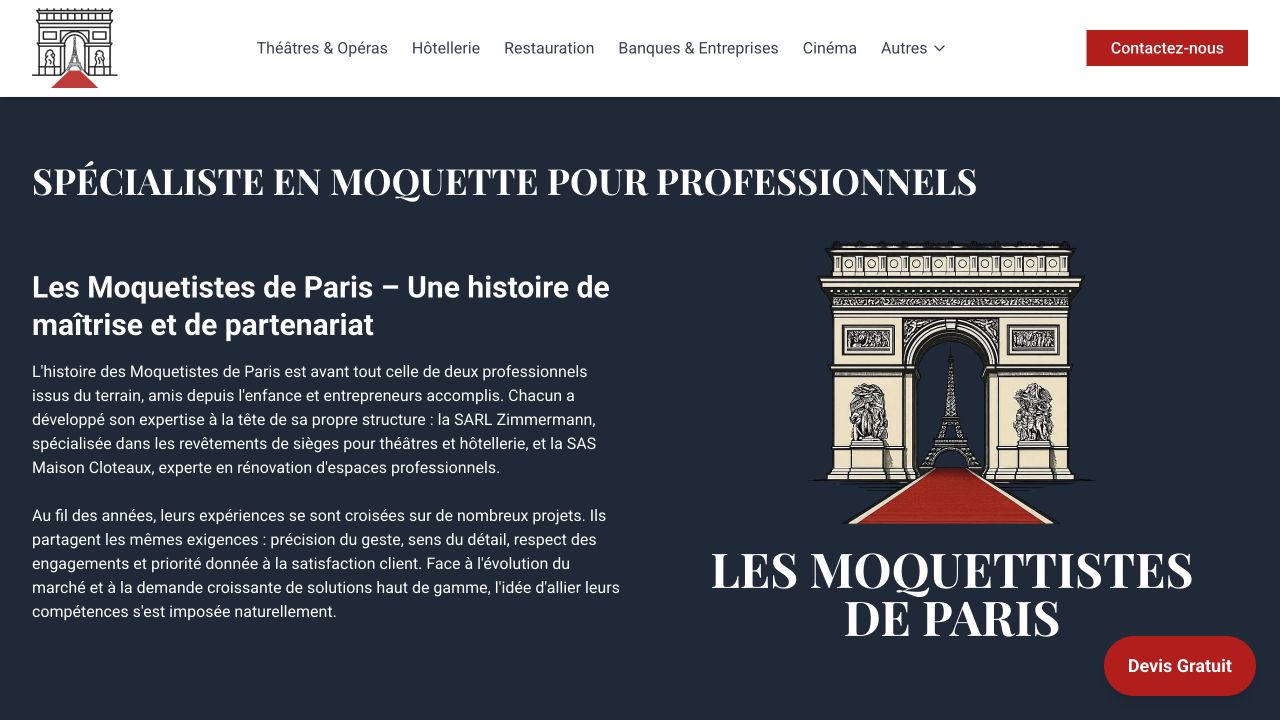 Capture du site de Les Moquettistes de Paris